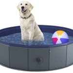 Niubya Foldable Dog Pool, Collapsible Hard Plastic Dog Swimming Pool, Portable Bath Tub for Pets Dogs and Cats, Pet Wading Pool for Indoor and Outdoor