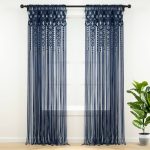 Lush Decor Boho Macrame Textured Cotton Window Curtain/Room Divider/Doorway/Wall Decor - Navy - 84 Inches