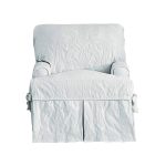 Sure Fit Matelasse Damask T-Cushion Chair Slipcover, White