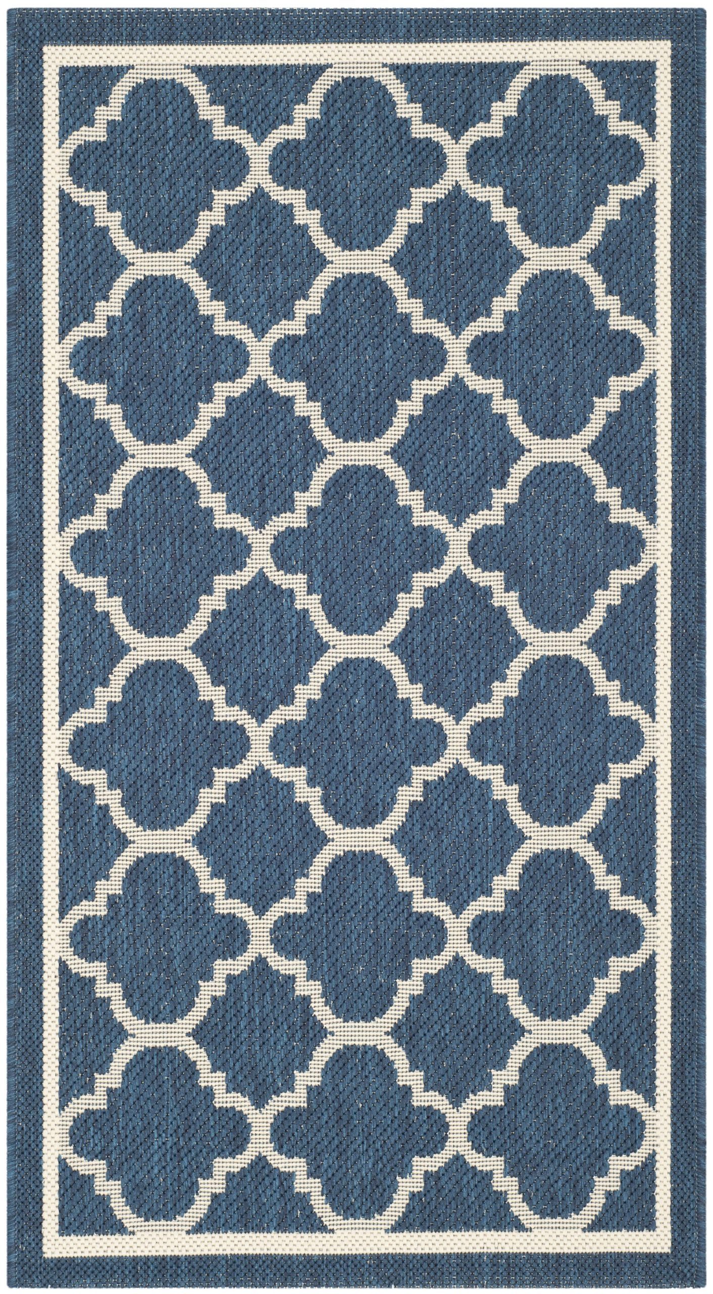 68553bc37428606bd3e6e2bcb412e3a6e2c1bbf8fd1587d7bd8fdb17b355fcaf.jpg Safavieh Area Rug, Courtyard, Navy/ Beige, 2' 7" x 5' 0" - Image 1