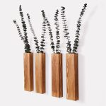 Mokof Wall Planters, Wood Wall Decor for Bedroom and Living Room, Modern Farmhouse Wooden Pocket Vases for Dried Flowers and Faux Greenery (Brown, 4