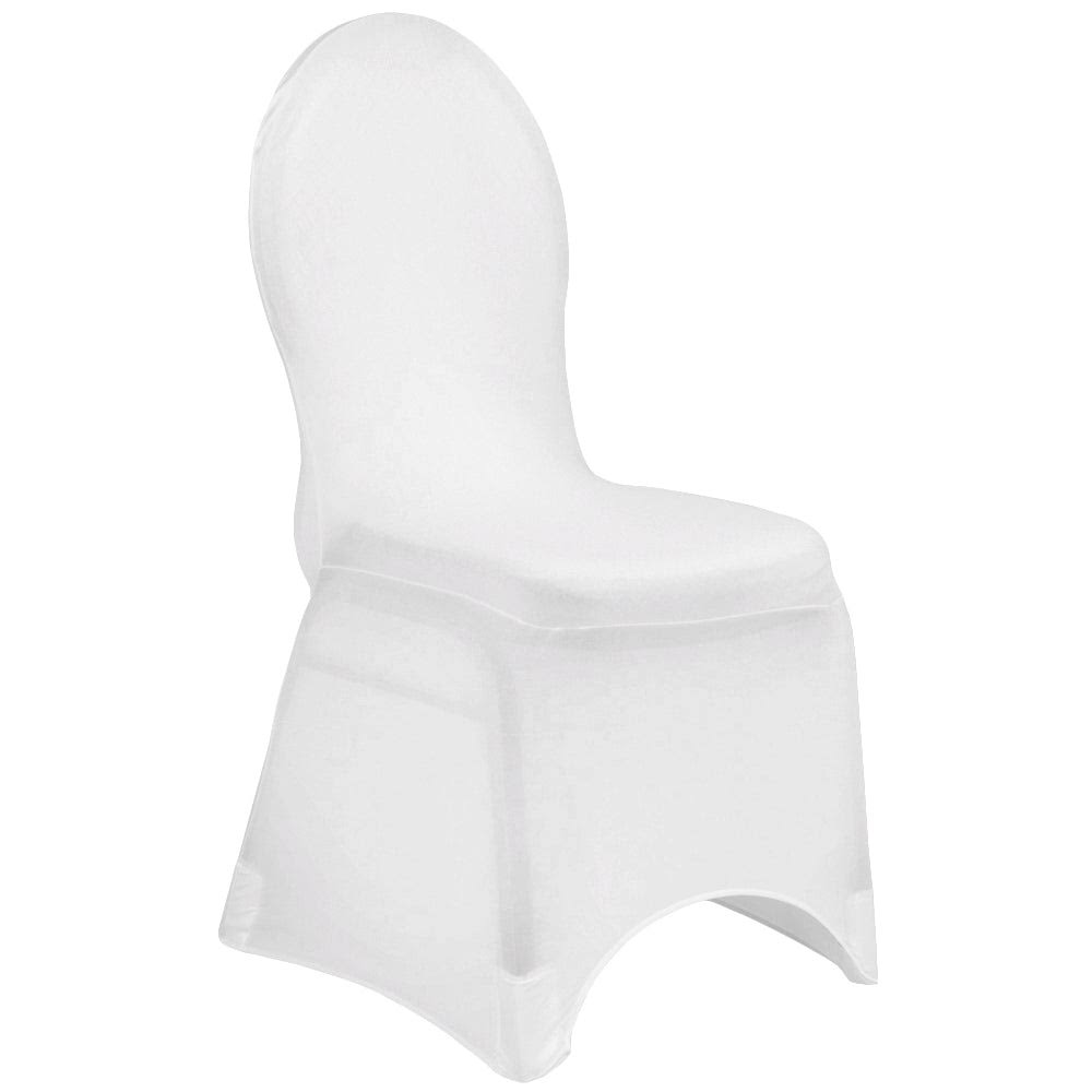 686a30a42232aa12d77fcc6d57a651086410d55a0fbf41f15dcd34d8cb22364c.jpg Spandex Banquet Chair Cover - White - Image 1
