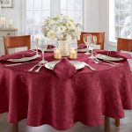 Elrene Caiden Elegance Damask Tablecloth - 90" Round - Cranberry