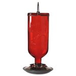 16 oz Red Antique Bottle Glass Hummingbird Feeder