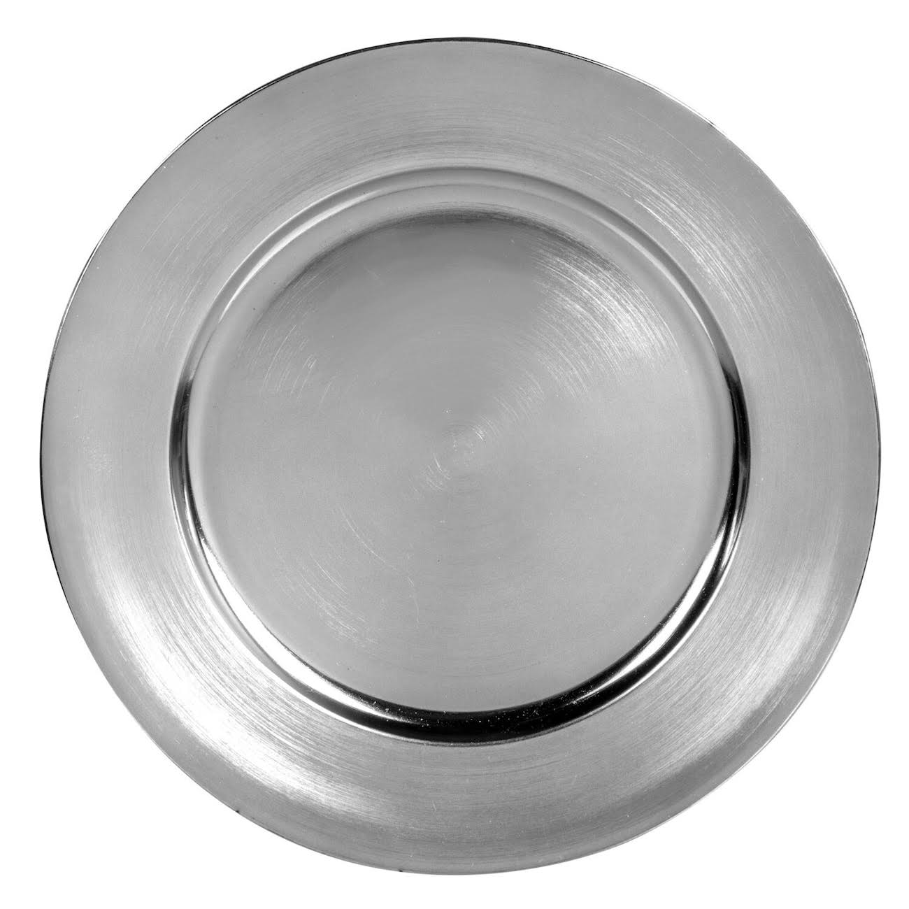 689b9ca039e49cf95d54c1b68d3fd580784497b2b4ad8bdf69d5836c3e25ac6f.jpg Metallic Silver Plastic Charger Plates, 13 in. - Image 1