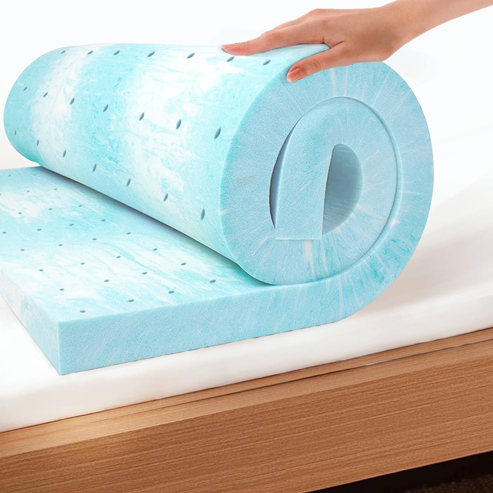 68a79ac1da5b33e4cd2240a2b47d2d65990e05f9687031d8e9742429ff1e4f13.jpg Ego Topper 3 inch Full Memory Foam Mattress Topper, Cooling Gel Foam Mattress Topper for Pressure Relief, Ventilated Design Bed Topper in A Box, Certi - Image 1