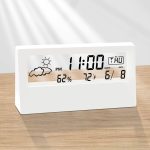 LuxSoramia Digital Alarm Clock,Transparent Modern Design, Temperature, Humidity, Snooze, Aesthetic Home & Office Decor, Battery Operated Desk Clock