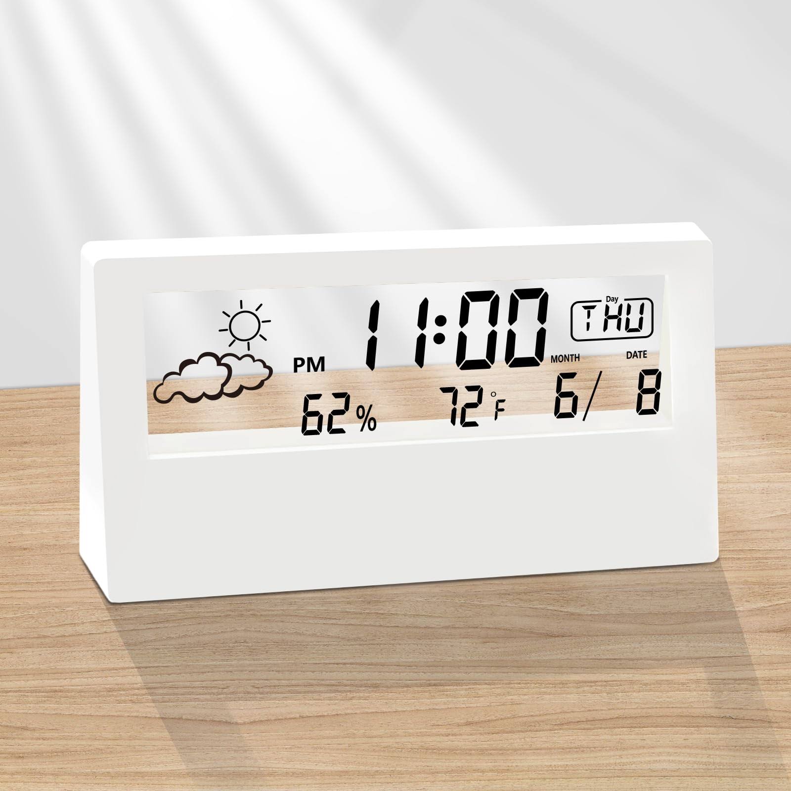 68b8e0ef01c9dd8af30ce58b215139158d0bf5a05a3f16bd0c808a180b09016d.jpg LuxSoramia Digital Alarm Clock,Transparent Modern Design, Temperature, Humidity, Snooze, Aesthetic Home & Office Decor, Battery Operated Desk Clock - Image 1