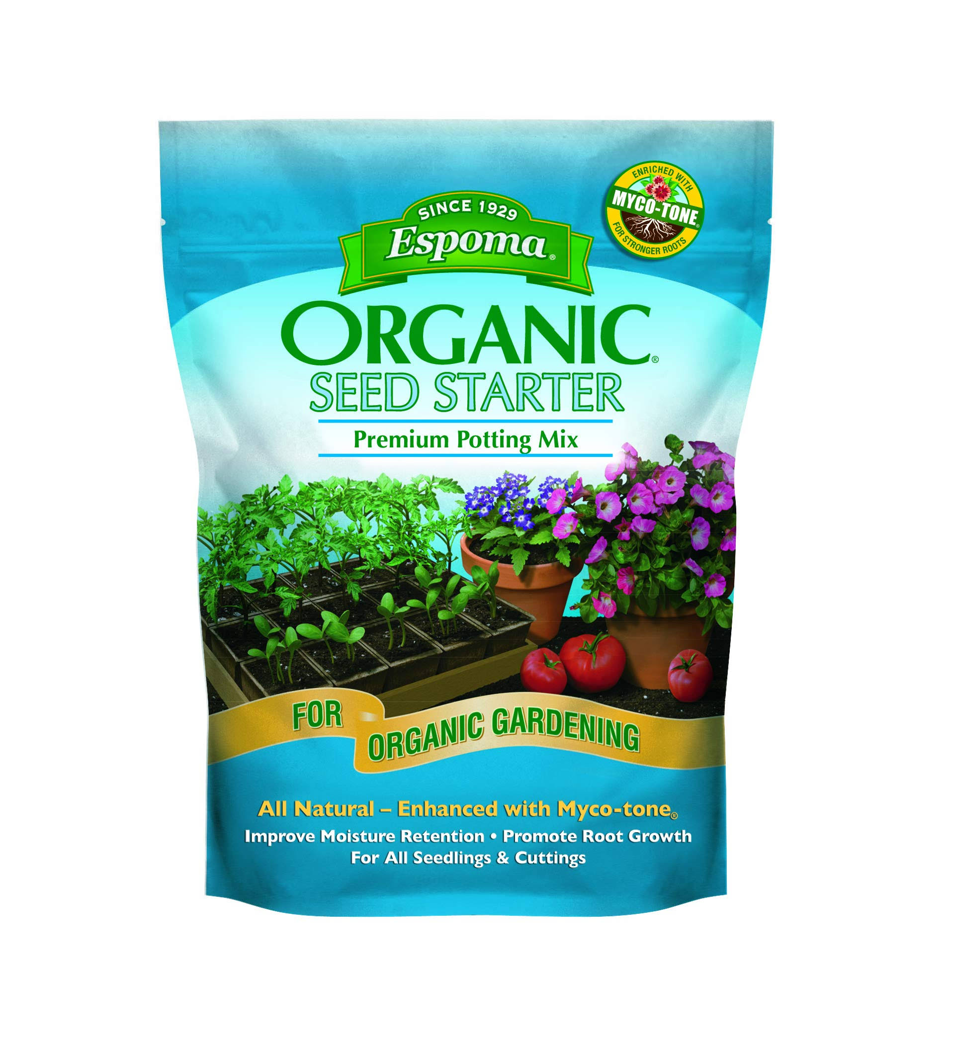 68beeea94f9273900e35b2f35110a06b7a3e5dff8d7015bb6b5a77efed3dc949.jpg Espoma Organic Seed Starter Premium Potting Soil Mix - All Natural & Organic Seed Starting Mix with Mycorrhizae. for Organic Gardening, 8 qt, Pack - Image 1