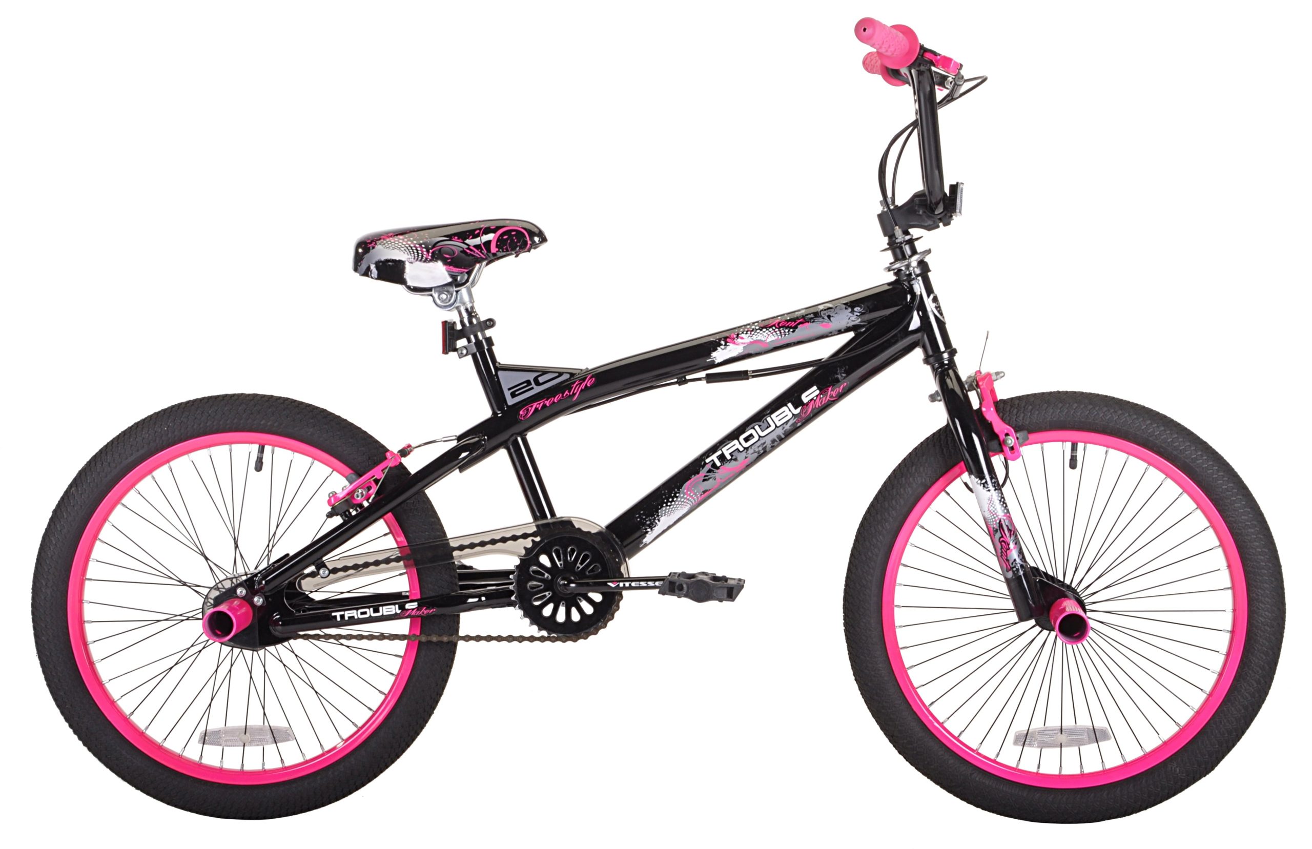 69002aef0038d52d6685ca8aacaf962a36f3fcb051cac0472e3382362420455f.jpg 20 Girls'. Trouble BMX Bike. Black/Pink - Image 1