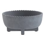 Better Homes & Gardens Pottery 8 inch Thalea Ceramic Scalloped Bowl with Stand, Grey