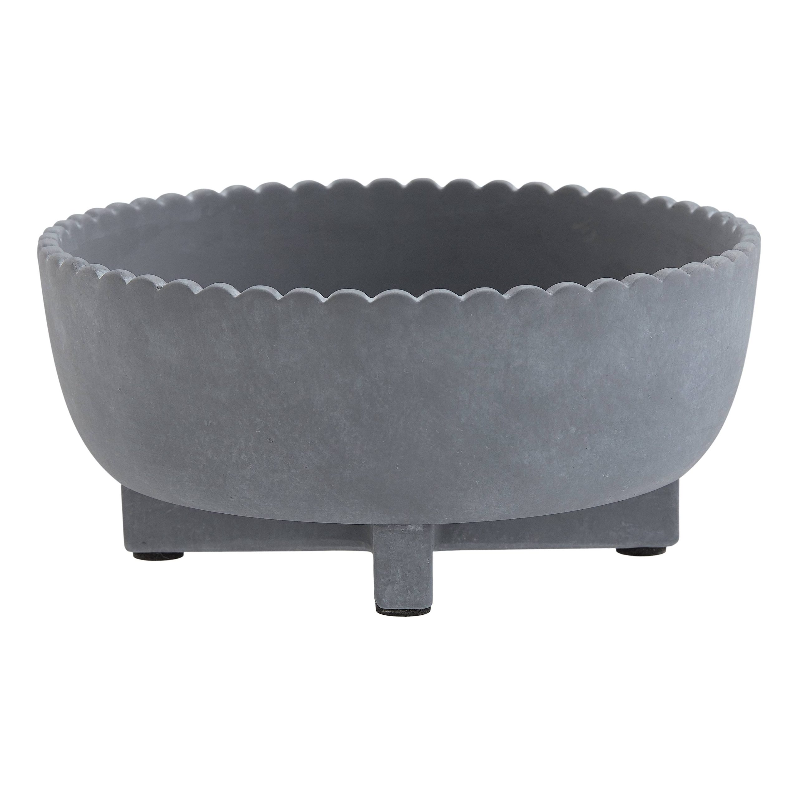 69025ec02e30cb8a0b608d885fb5dbd133c35c531405f26c7a5660e126e88cc8-1.jpg Better Homes & Gardens Pottery 8 inch Thalea Ceramic Scalloped Bowl with Stand, Grey - Image 1