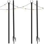 Holiday Styling String Light Pole - Outdoor Metal Poles with Hooks for