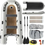 AECOJOY 10.5ft Inflatable Dinghy Boat, 1200 lbs Capacity, Transom Sport Tender Fishing Rafting, Inflatable Pontoon Boat for Adults
