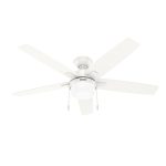 Hunter 52487 52 in. Anisten Fresh White Ceiling Fan with LED Light Kit & Pull Chain