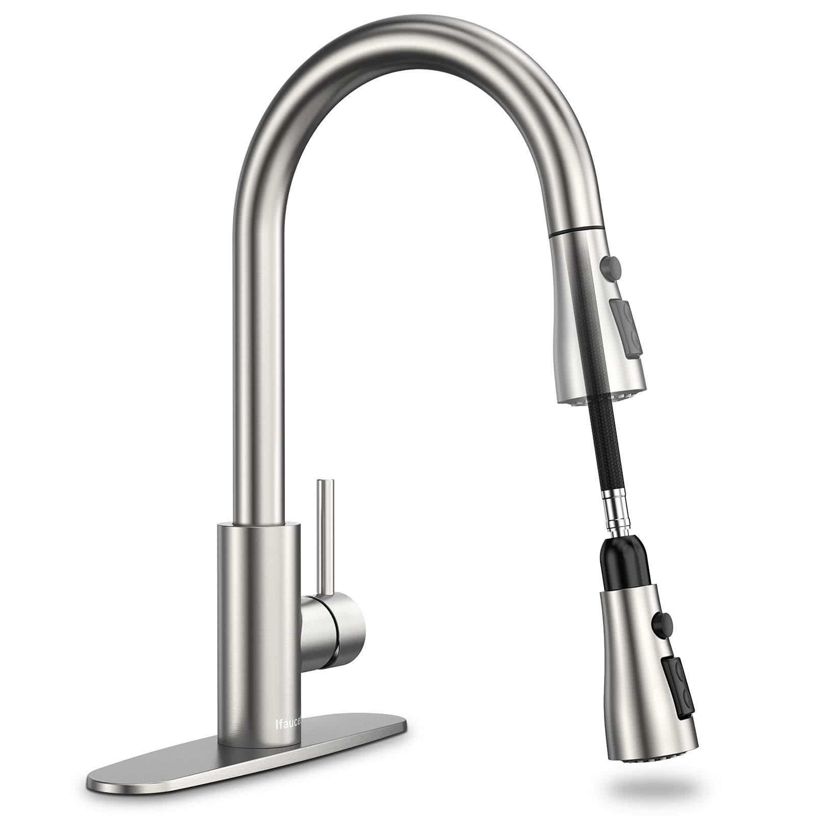 6935ad5f99980c2ffa5e80bcf81d6f61223821851ba03549fb39bd4581029958.jpg Ifaucet Kitchen Faucet with Pull Down Sprayer, Kitchen Faucets, High Arc Single Handle Kitchen Sink Faucet with Water Lines, Brushed Nickel Kitchen - Image 1