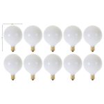 Kor (Pack of 10) G16.5 White Finsh Decorative (E12) Candelabra Base Globe Shape Incandescent 120V G16 1/2 Light Bulbs (25)