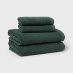 4pc Antimicrobial Assorted Bath and Hand Towel Set Dark Green - Room Essentials