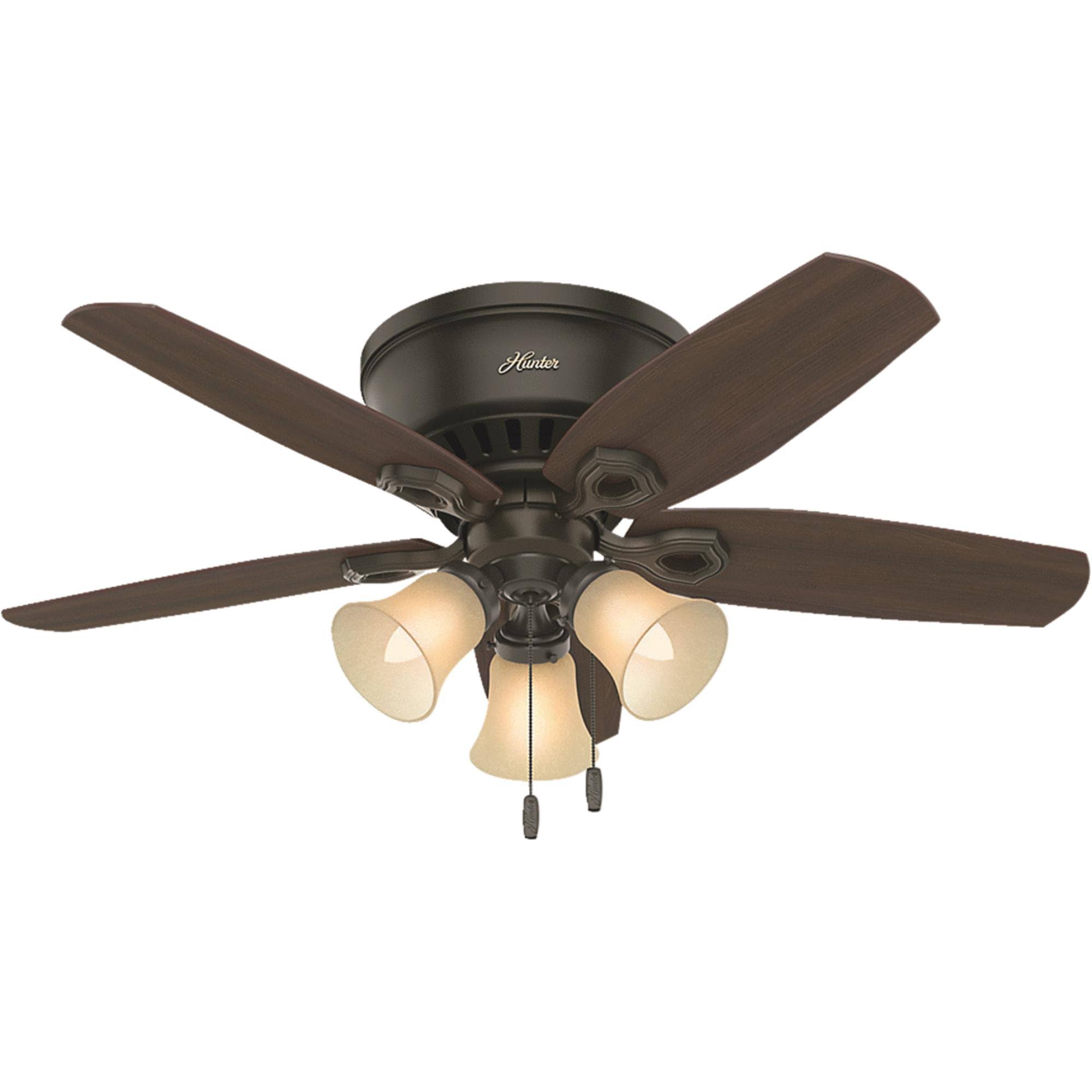 695c28dc0a5fcf523d08f4df177d15807162ff9baf7760ba430721d9ebe848a5.jpg Hunter Builder Low Profile 42" Ceiling Fan with Light - New Bronze - Image 1
