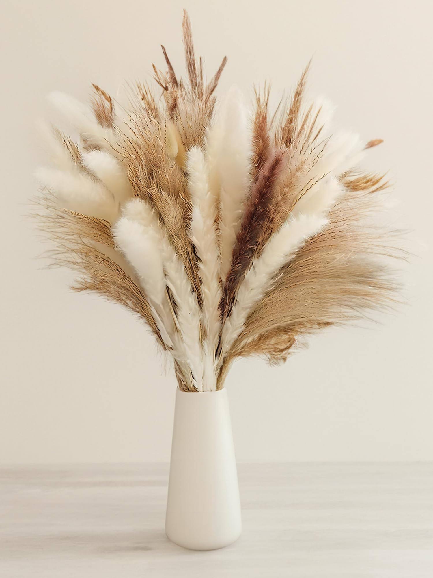 695ca9520fbbd2526b8bc6509d064e88a80e0533df8249b98a3d9cc648bcda19.jpg NEZUIBAN Natural Dried Pampas Grass Bouquet, 60 Pcs Dried Reed Flowers, Boho Home Decor Bouquet for Home Table Decorations, Wedding Floral - Image 1