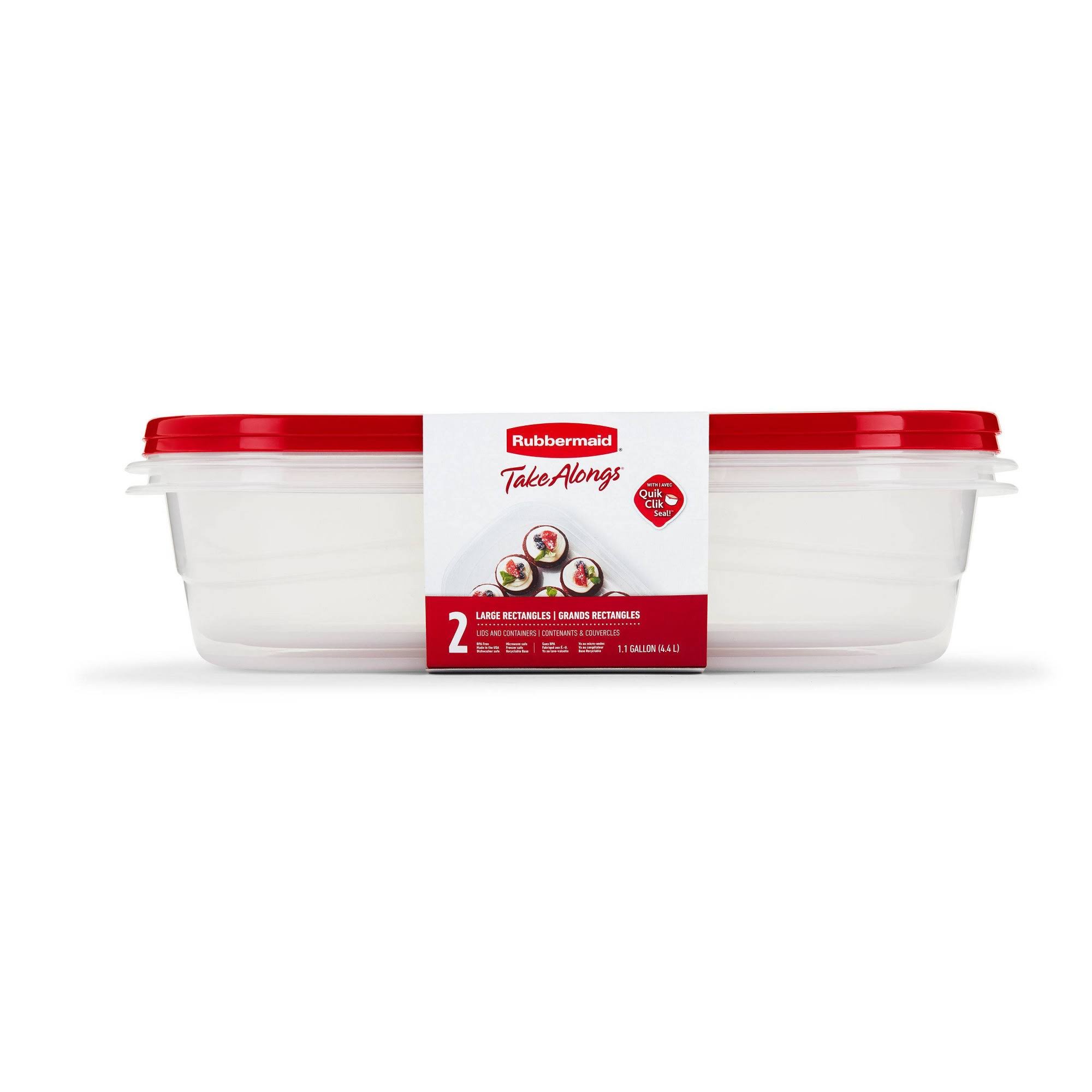 6986edd6accc6f6eb81716ebd38be0b68c78eb16a161ca4816e68a0f7e21875c.jpg Rubbermaid TakeAlongs Food Storage Container - 1Gal 2pk, Red - Image 1