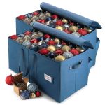 Hearth & Harbor Large Christmas Ornament Storage Box with Adjustable Dividers - Ornament Storage Container for 128 Holiday Ornaments or Decorations