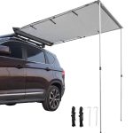 VEVOR Car Side Awning, 5'x8.2', Pull-Out Retractable Vehicle Awning Waterproof Uv50+, Telescoping Poles Trailer Sunshade Rooftop Tent w/ Carry Bag