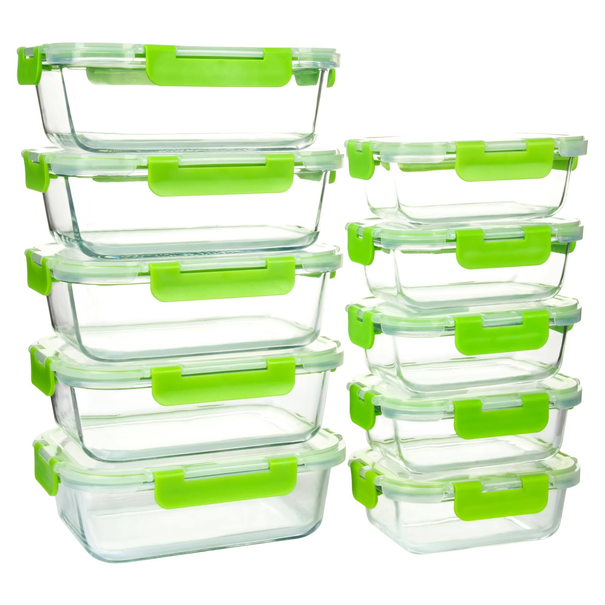 6a03193c296f4a84733b6b64f4831c293db4bfc89cc042ed83a320cc3596f87f.jpg UMEIED 10 Pack Glass Food Storage Containers with Lids, Glass Airtight Meal Prep Container Set for Lunch, on The Go, Leftover, Kitchen Pantry - Image 1