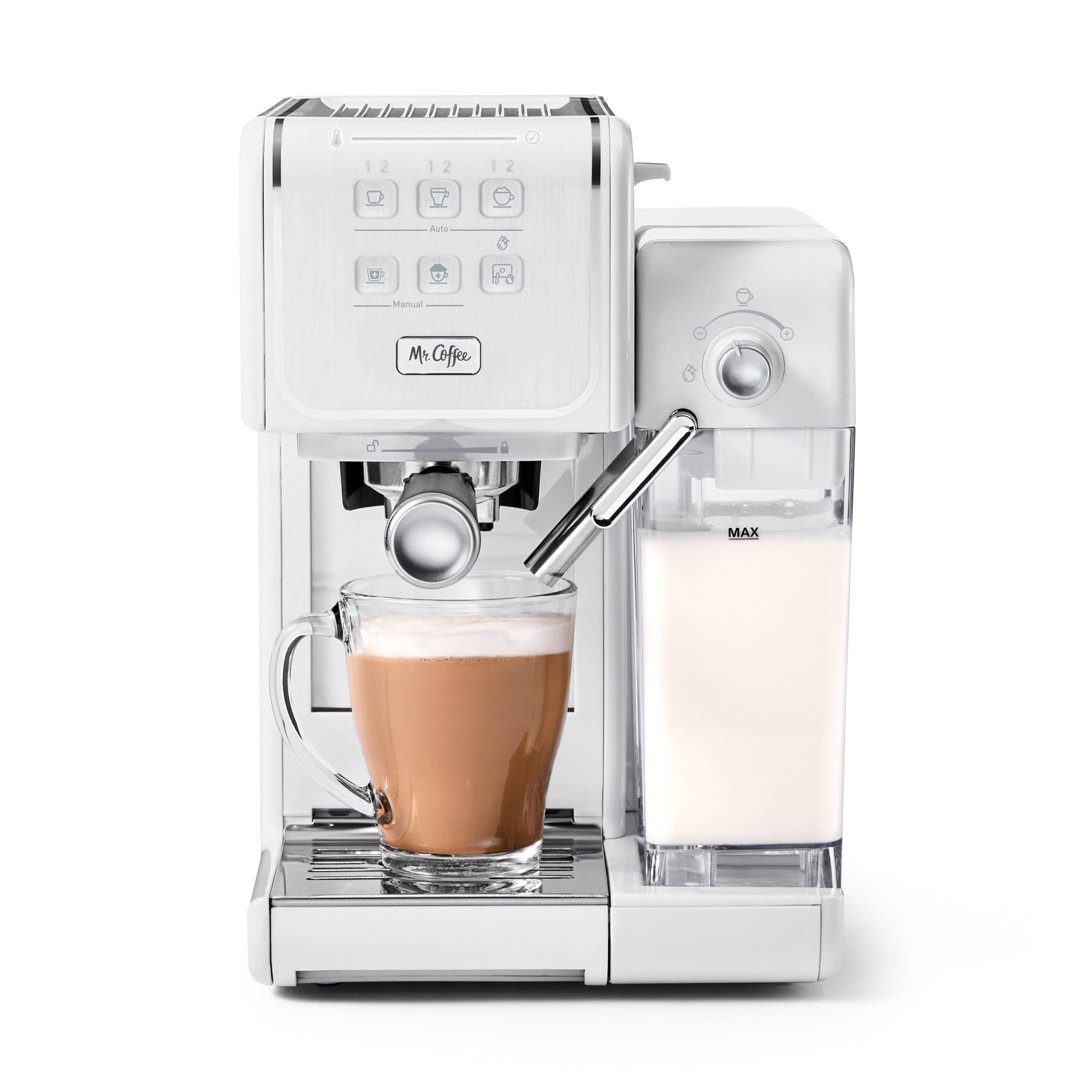 6a09581aad40318cbe4da0ee97fada585f5e0d81ac6153925143013c01350f1b.jpg Mr. Coffee One-Touch CoffeeHouse+ Espresso, Cappuccino & Latte Maker, White - Image 1