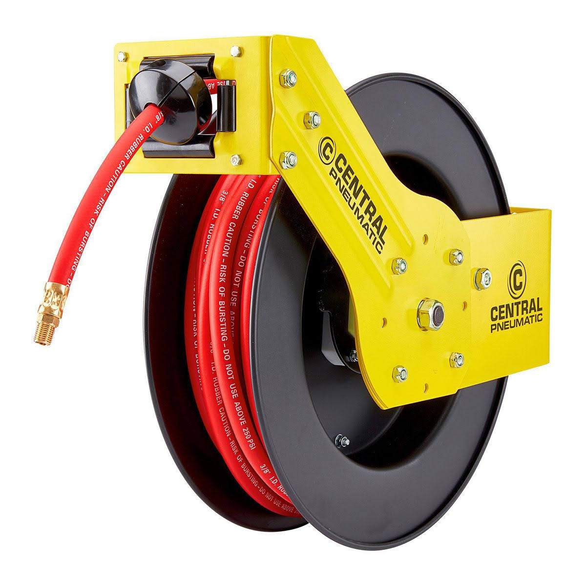 6a39951c7f2007a301f4f59bc5499f4d95da3e97b9bfc76558326d6c7f557605.jpg Central Pneumatic 3/8 in. x 50 ft. Retractable Hose Reel 93897 - Image 1