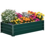 Outsunny 4' x 2' x 1' Raised Garden Bed Box Weatherized Steel Frame for Vegetables Flowers and Herbs Green