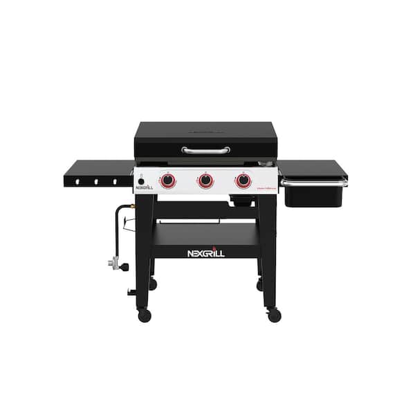 6a4d62c3e5fa61f790e93606dd97bbe05c35b48a88b7496e9e926d924b679c47.jpg Daytona 3-Burner 30 in. Propane Gas Griddle in Black with Lid - Image 1
