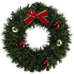 17-inch Green Tinsel Artificial Christmas Wreath with Bow - Unlit