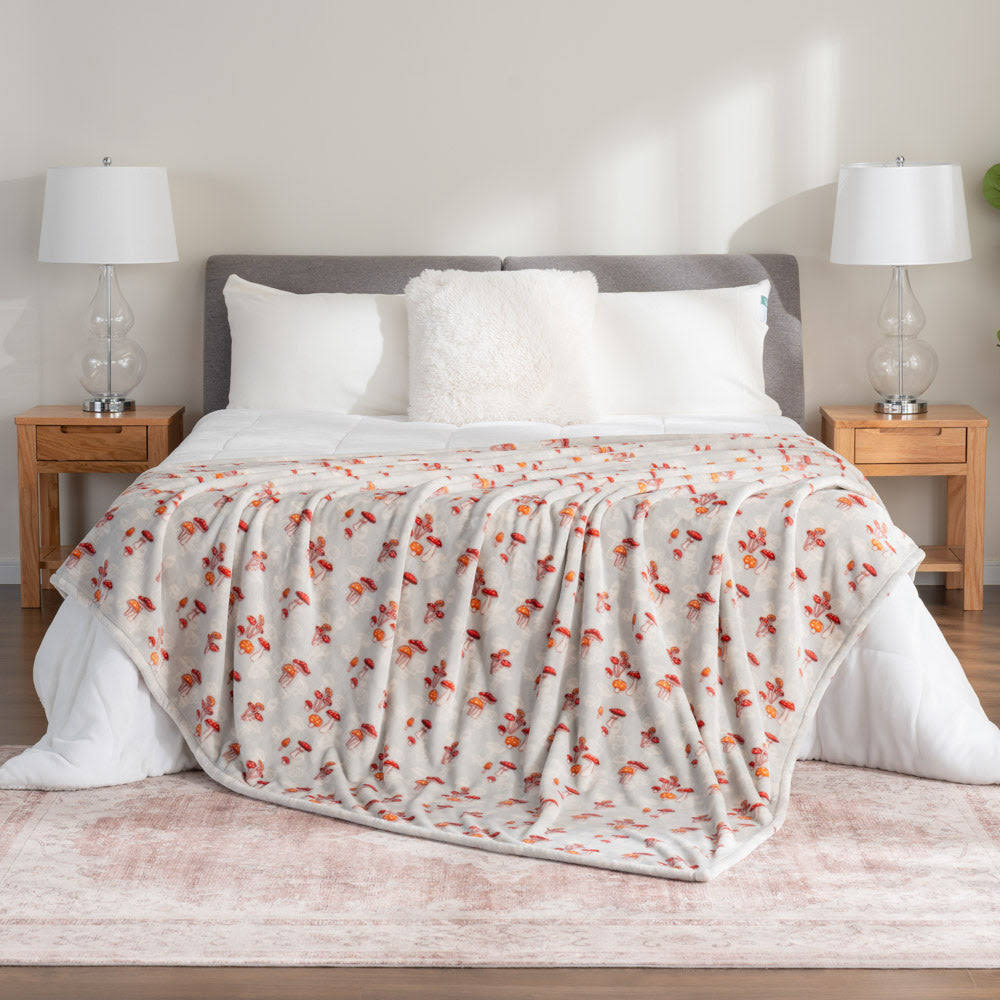 6a8500e6b20411843688145d1fef91c894c22ddcb83e958a14c5e13affc9a9eb.jpg Berkshire Blanket-Classic Heavyweight Soft Printed VelvetLoft Plush Blanket, Full/Queen Size Soft Fuzzy Warm Blanket for Couch Sofa Bed, Mushroom - Image 1