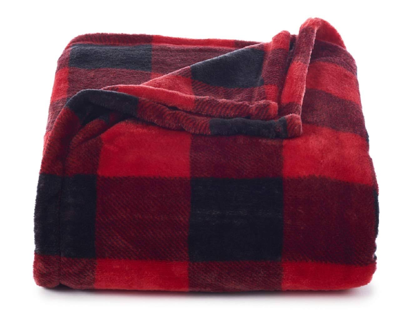 6a85d787ccfa9d91af52338381056dc04a1edfee267189260ed4bbab399976a2.jpg Throw Blanket Plush Super Soft and Cozy Oversized 60 x 72 (Red Buffalo Check) - Image 1