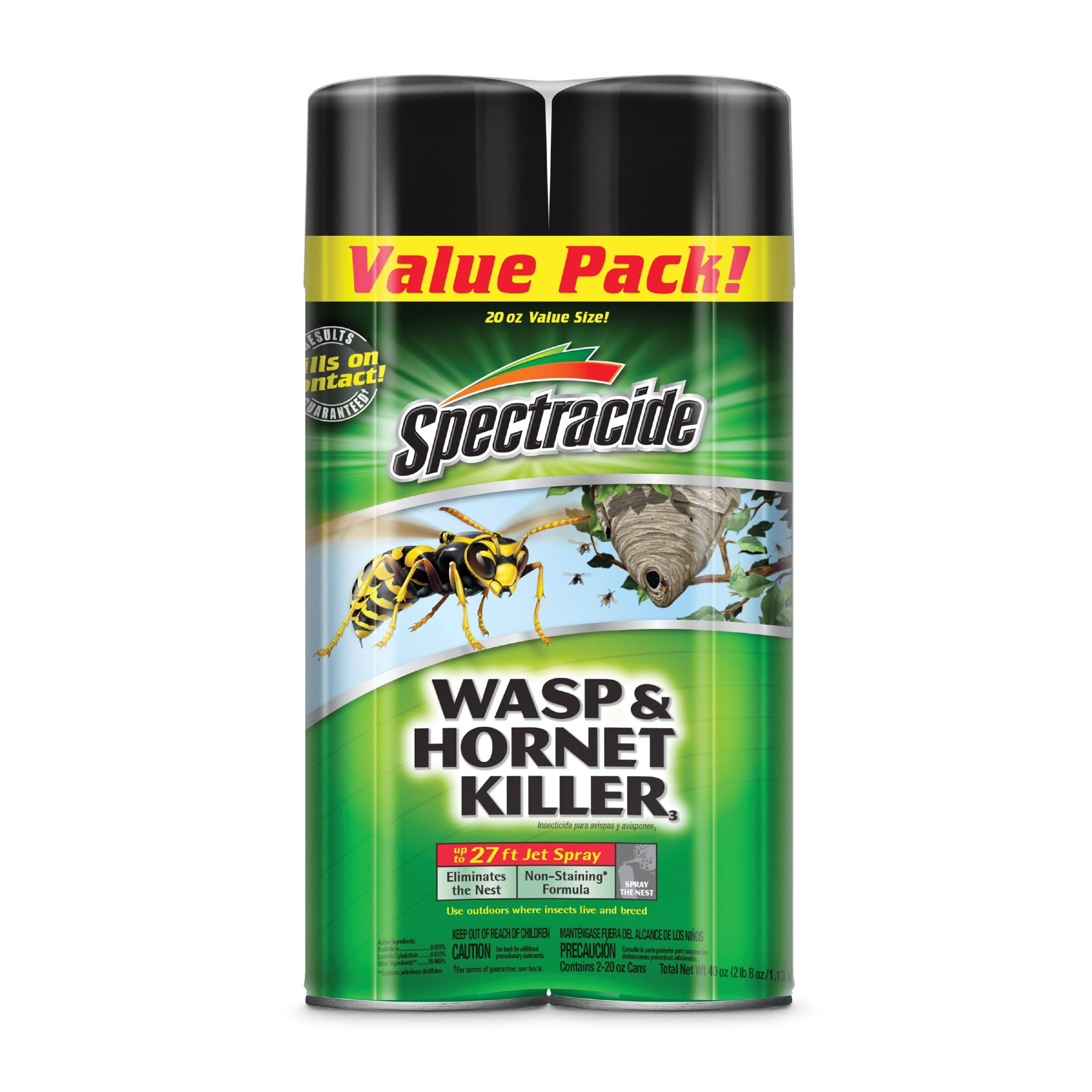 6abc7194b35cb8ac393908f479bf46bf163961231c2a9e92b5d7f286c7351d88.jpg Spectracide Wasp & Hornet Killer, Value Size - 2 pack, 20 oz - Image 1