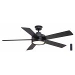 Baxtan 56 in. LED Matte Black Ceiling Fan with Light and Remote Control