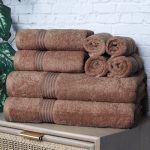Superior Egyptian Cotton Absorbent 8-Piece Medium Weight Towel Set - Mocha