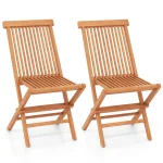 Tangkula Outdoor Folding Chairs with High Back and Slatted Seat