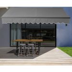 Aleko Motorized Retractable Black Frame Patio Awning 12 x 10 Feet - Gray