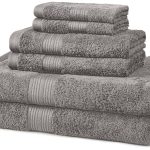 AmazonBasics Grey Fade-Resistant 6-Piece Cotton Bath Towel Set