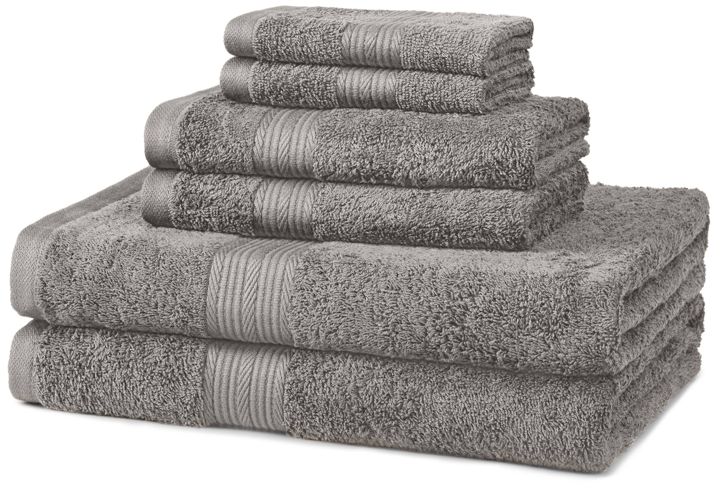 6af7019c745dda7d85169e332fdc477b086b8f02970fa5372c154fa04c9dd1f6.jpg AmazonBasics Grey Fade-Resistant 6-Piece Cotton Bath Towel Set - Image 1