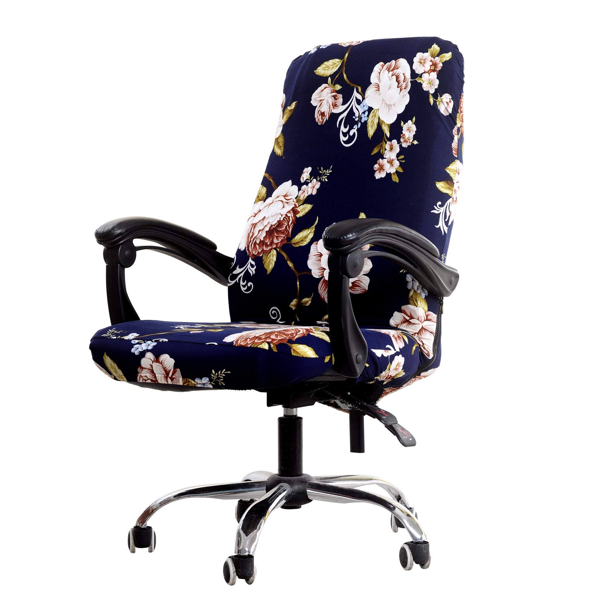 6af8289147bee6b31ab2bcbd271a0ad9f8afe2feb6fd97708b76b4dc4e3481eb.jpg Deisy Dee Computer Office Chair Covers for Stretch Rotating Mid Back Chair Slipcovers Cover Only Chair Covers C162 (Brown Flower) - Image 1
