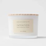 12oz Wood Lidded Glass Wellness 3-Wick Intention Candle - Threshold