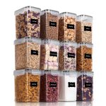 12 Pack Airtight Food Storage Containers, Plastic Canisters for Kitchen Pantry Organization, 1.5qt / 1.6L, Black, Small, Size: 1.6L--1.5quart
