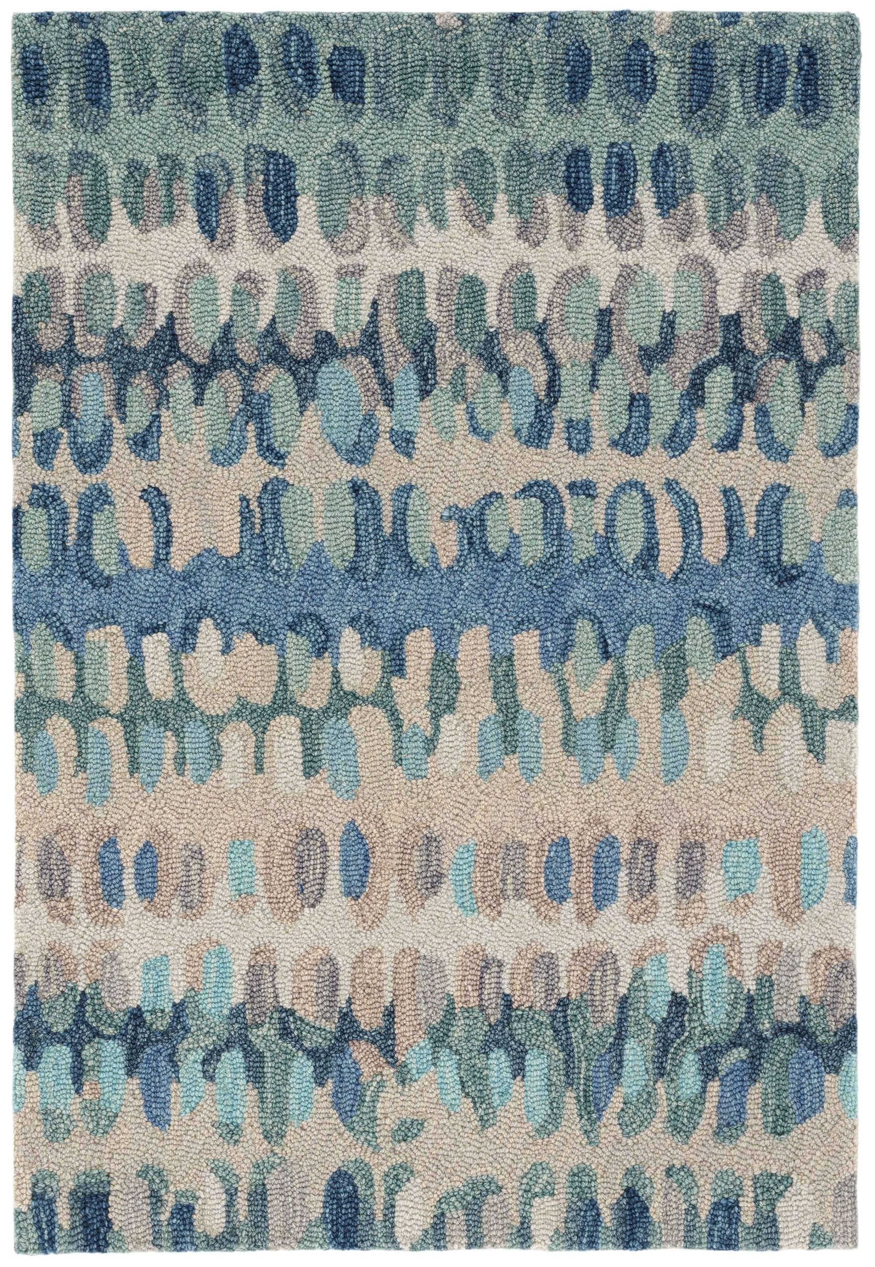 6b3cf4820c686bf5f6781fb4ed03b46187fab9566ce43968a649eee17f263ff0.jpg Dash & Albert Paint Chip Blue Micro Hooked Wool Rug 2'x3' - Image 1