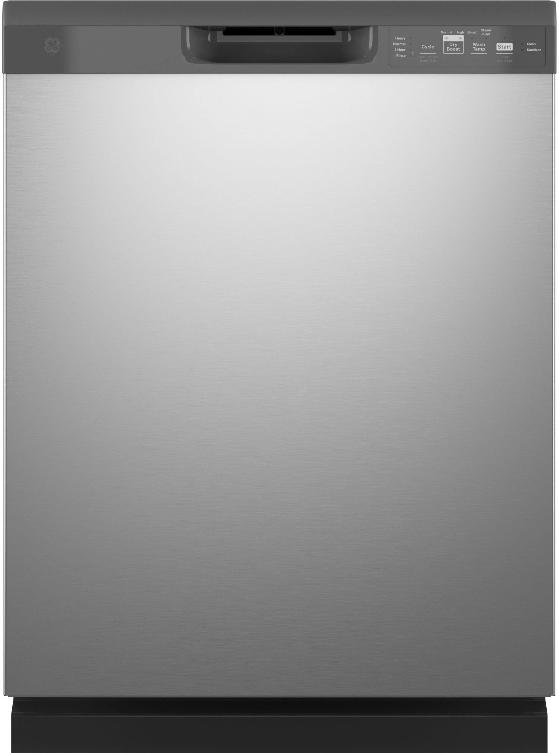 6b6594056e3c61c7cc3336b0412ac5bc02f4eb9b7cf2bd38ce9e3dd44beea2b8.jpg GE Dishwasher with Front Controls Stainless Steel - Image 1