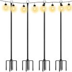 Walensee 9.4 ft String Light Poles with Hook for Hanging String Lights for Garden Party Patio Christmas Wedding - 4 Pack