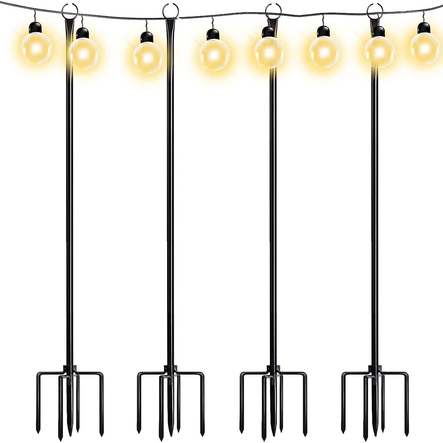 6b6c46973040b49b8fb1f77dfe99419170444936510b660a74ea9c0fb2b49788.jpg Walensee 9.4 ft String Light Poles with Hook for Hanging String Lights for Garden Party Patio Christmas Wedding - 4 Pack - Image 1
