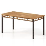 Tangkula 63" Outdoor Dining Table with Acacia Wood Slatted Tabletop